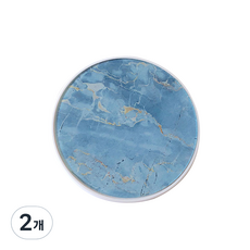 알럽뷰 대리석 패턴 거울 렌즈 케이스, 파란색, 2개