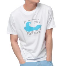 CARET 中性印花短袖上衣 海灘印花, 白色