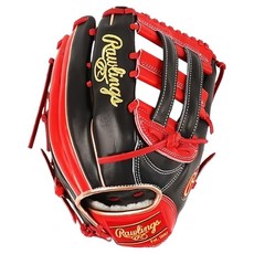 Rawlings MLB Authentic Pro Preferred Bryce Harper 模型左投手套 GH2PROSBH34-BS, 黑色 猩紅色, 1個