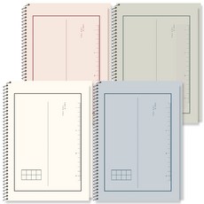 POPO FANCY 線圈分格數學練習本, 1組, 象牙色 2本+藍色 2本+粉紅色 2本+灰色 2本