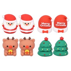 Black Tree聖誕攜帶式削鉛筆機4件組, 2套, 聖誕老人, 聖誕帽, 魯道夫, 聖誕樹