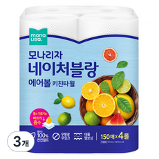모나리자 네이처블랑 에어볼 키친타올 150매, 3세트, 4개입