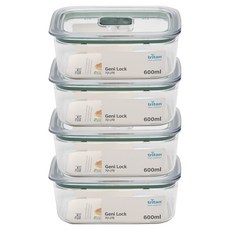 韓國 ecosense All-Tritan Genie Lock 密封容器, 密封容器 600ml 4入, 4個