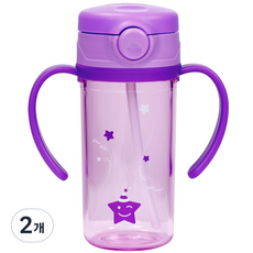 아가프라 스타 빨대컵 2단계, 퍼플, 2개, 300ml