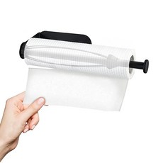 智安家居 方便撕取免鑽孔黏貼式廚房紙巾架, 黑色, 1個