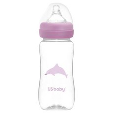 US baby 優生 真母感TRITAN奶瓶 高透光 耐衝擊 耐熱 人體工學造型, 粉色 + 透明色, 1個