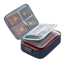 京太陽 多功能證件收納包三層帶鎖 旅行好幫手, 37 x 27 x 10.5cm, 藏青色