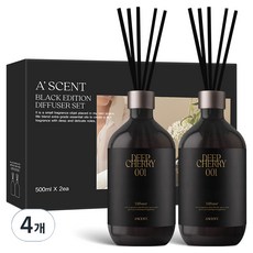 에이센트 블랙 에디션 디퓨저, 딥체리, 500ml, 4개