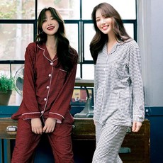 테라우드 여성용 피치기모 잔체크 잠옷 상하의 2세트