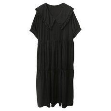 Blue Candy 翻領孕婦連身蛋糕裙 黑色 短袖 長118cm