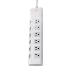 PowerSync 群加 6開6插高耐防雷擊延長用電源線組 PWS-EMS6618 32.4 x 7.3 x 3.15cm 709g, 1.8公尺, 白色, 1個