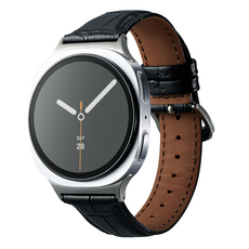 w9999 Galaxy Watch 8 相容時尚皮革錶帶, 竹炭黑, 1個