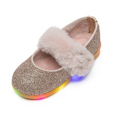 LA STELLA 女童寶石LED毛絨鞋