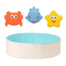 Laho Kids 折疊式兒童遊戲池+沐浴玩具3件組, 遊戲墊(薄荷綠)+玩具(隨機出貨)