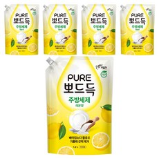 PURE 純 潔淨廚房洗碗精 檸檬香, 1.2L, 5個