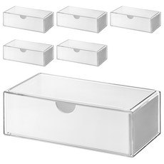 化妝品分格收納盒 有蓋抽屜一般款 PET材質, 白色, 6個