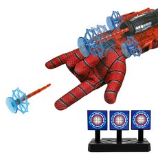 스파이더 슈퍼 히어로 웹슈터 장갑 거미줄 발사기 선물세트, 레드 + 블랙, 1세트