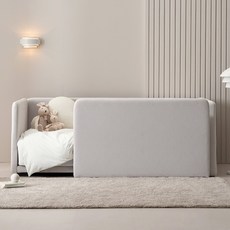 레이디가구 레브 기능성 패브릭 데이베드 슬림헤드 프레임 + 안전가드 높은형 + 매트리스 세트 방문설치, 크림베이지