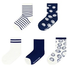 unifriend 兒童藍色POP素面襪5件組
