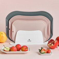 도블레 칼집나지 않는 도마 페일핑크 소 + 도마 미스티핑크 중 + 도마 소프트그레이 대 + 도마 거치대 + 선물박스 세트, 1세트, 5종