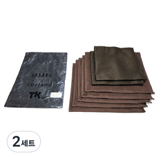 咖啡師術科A2半腰圍裙 + 亞麻布2入 + 純棉咖啡廳抹布5入組, 黑色(圍裙), 棕色(亞麻布), 棕色(抹布), 2套