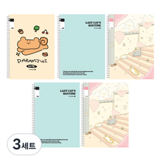 morning glory 填充筆記本小學彈簧筆記本 3-6 無題 25行 3種+隨機出貨 2入組 B2, 3套, 松鼠, 滾滾貓, 胖胖貓