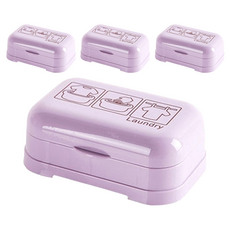 더자카 북유럽풍 스케치 비누곽 세트, 퍼플, 4개