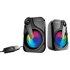 Sonicgear TITAN 2 USB 2.0多媒體音箱 七彩炫光霓虹LED漸層變換 總輸出功率6瓦, 黑色, 1組