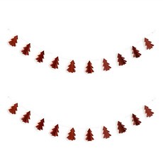 Warm House 超可愛小 10顆立體聖誕樹掛旗 紙質, 橫款 咖啡色, 1組