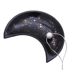 月亮花朵飾品盤, 1個, 黑色