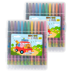 BosungInd Gomgom熊與朋友們 旋轉式色鉛筆, 2個, 24色