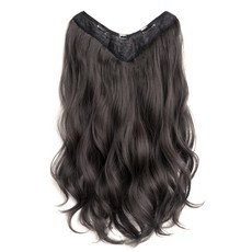 隱形無痕大波浪假髮 - 3D分界劉海, 棕黑, 1個