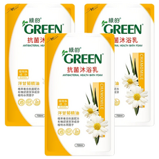 GREEN 綠的 抗菌沐浴乳 洋甘菊精油 溫和配方 平衡肌膚 補充包包裝 減少塑膠浪費, 700ml, 3包