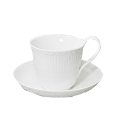 로얄코펜하겐 플루티드 하프레이스 하이핸들 컵 250ml + 소서 세트, 화이트, 1세트