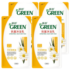 GREEN 綠的 抗菌沐浴乳 洋甘菊精油 補充包 溫和配方 平衡肌膚 減少塑膠浪費, 700ml, 4包