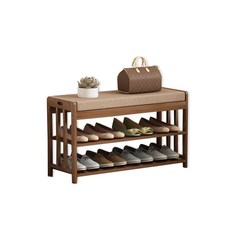 GAPANG 椅式木質預製二層鞋櫃800, 棕色