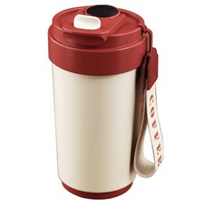 Mass 生活好物 智能顯溫隨行保溫杯/316不鏽鋼手提咖啡杯/隨行咖啡杯/陶瓷馬克杯/環保杯/真空保溫瓶, 1個, 紅色 + 白色, 450ml