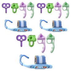 DADA 鉛筆握筆器 可調式手腕寫字矯正器組合, 3套, 藍色(手腕矯正器), 隨機出貨(手指矯正器 短款, 手指矯正器 長款)