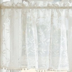 Barom Mall 白色刺繡球邊短窗簾, 潔西 03