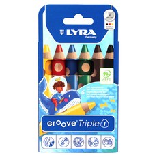 LYRA GROOVE 3合1 胖胖三角洞洞筆 一筆多用 色鉛筆 蠟筆 水彩效果, 6色, 1盒