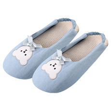 SAESILRO 蝴蝶結小熊包頭室內拖鞋, 藍色