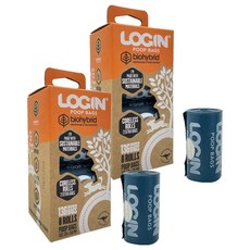 LOGIN 洛格 生物降解拾便袋, 藍色, 8捲, 2盒