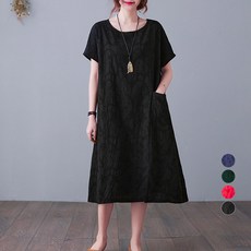 ATTERLIC 透氣緹花寬鬆版型洋裝 00095 含大尺碼, 黑色