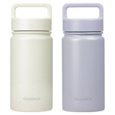 글라스락 스포티 핸들 텀블러 2p, 페일라벤더 + 베이지, 350ml, 1세트