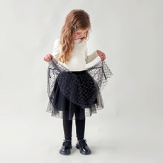 WALTONKIDS 兒童金色刺繡紗絨刷毛內搭褲裙