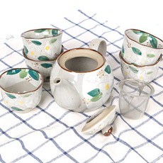 綠色韓國新玉蘭茶壺套組, 茶杯 5入+茶壺