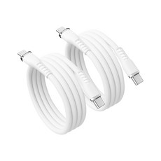 홈플래닛 꼬임방지 프리미엄 실리콘 초고속 충전 케이블 C to C PD 100W, 화이트, 2개, 2m