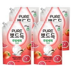 피죤퓨어 뽀드득 주방세제 자몽향, 4개, 1.2L