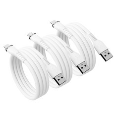 홈플래닛 꼬임방지 프리미엄 실리콘 고속 충전 케이블 C타입, 화이트, 3개, 1.5m