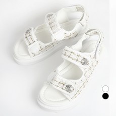 Pinksum 女款 Melina 魔鬼氈繫帶涼鞋 ZWMM2373, 230, 米白色